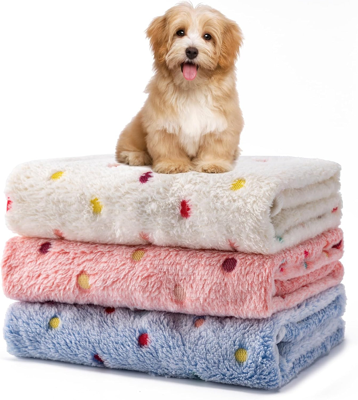 1 Pack 3 Blankets Fluffy Premium Fleece Soft Pet Blanket Flannel Throw for Cat Dog Puppy (Small 23x16'', Paw-White/Pink/Brown)