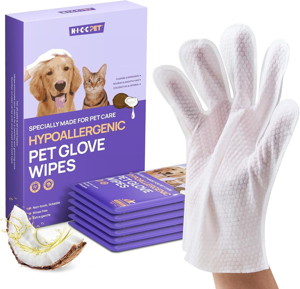 HICC PET Dog Wipes for Dogs & Cats, Glove Design, 20 Count