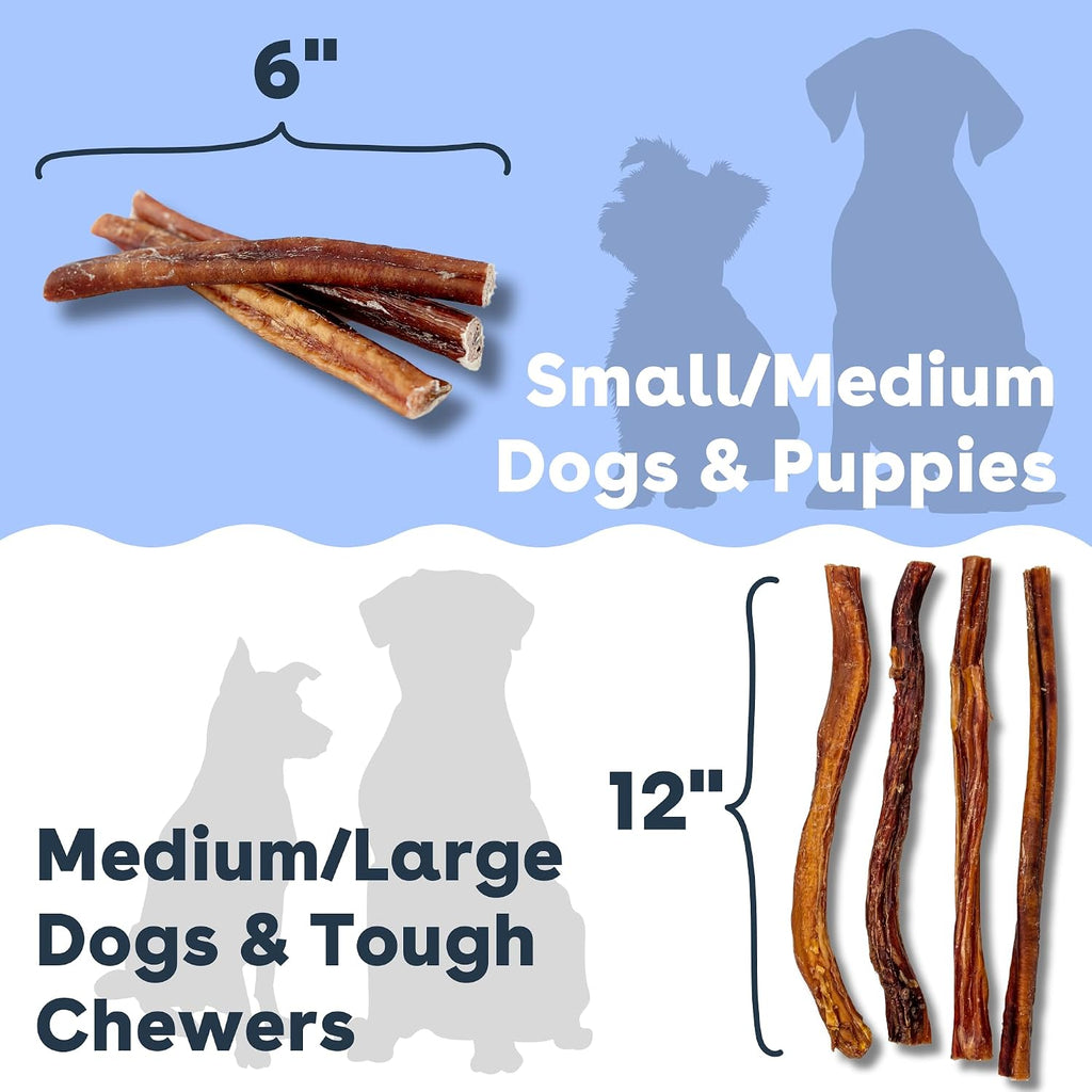 Pupford Bully Sticks for Dogs & Puppies, Teething Chew Toy (6", 4 Count) | Smoked for better smell, Long-lasting mental enrichment, 1 ingredient, Made in the USA, Redirect biting, Small & medium dogs