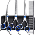 Gimars Titanium Coated Professional 6 in 1 4CR Stainless Steel Dog Grooming Scissors with Safety Round Tip, Heavy Duty Pet Grooming Scissor for Dogs, Cats and Other Animals