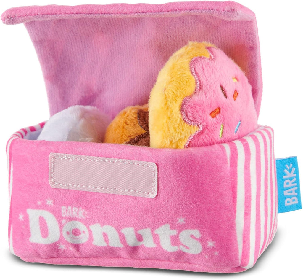 BarkBox Animal Squeakers 4-in-1 Interactive Plush Dog Toy | Squeaky Dog Toys with Crinkle Box and Treat-Hiding - For Extra Small to Small Dogs and Puppies