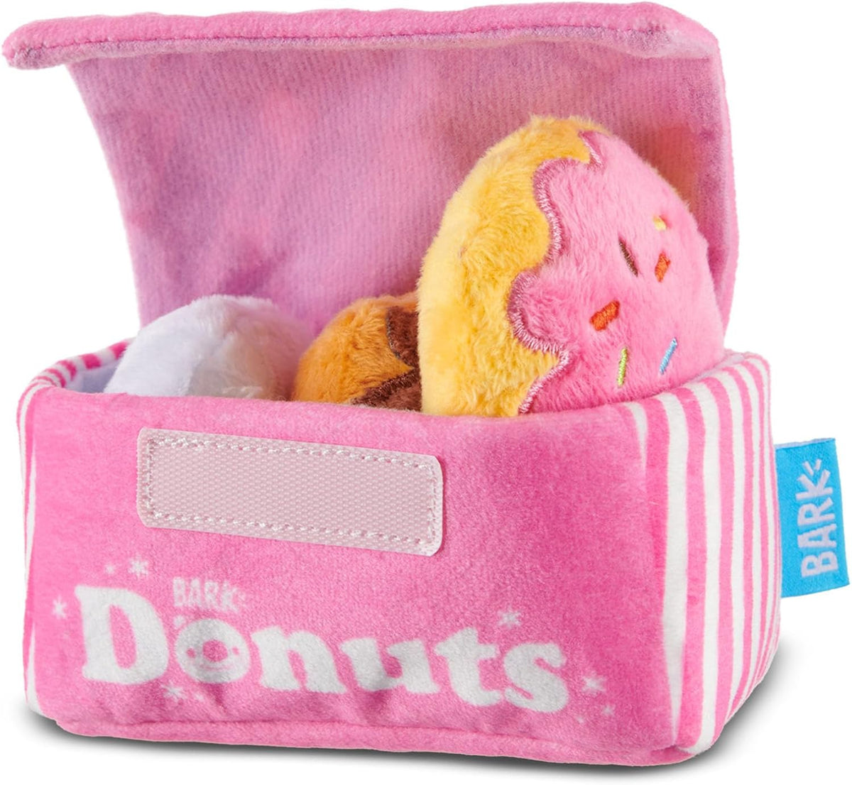 BarkBox Animal Squeakers 4-in-1 Interactive Plush Dog Toy | Squeaky Dog Toys with Crinkle Box and Treat-Hiding - For Extra Small to Small Dogs and Puppies