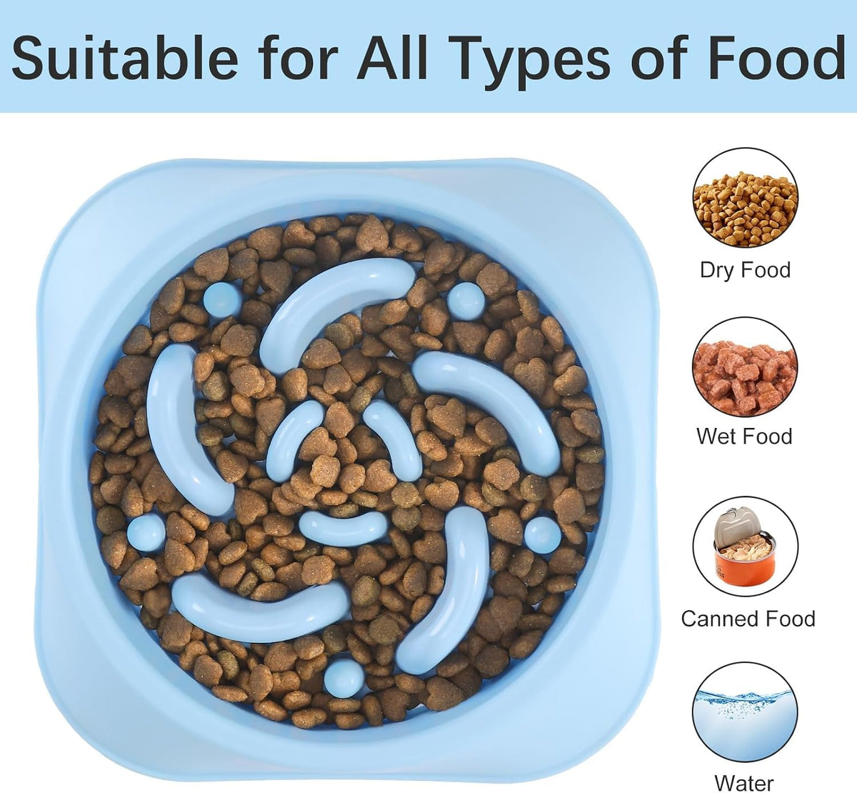 MateeyLife 2-Pack Slow Feeder Dog Bowls, 2 Cups, Dog Puzzle Feeder Bowl | Food-contact safe, dishwasher safe, non-slip base, maze design, for fast eaters, for dogs and cats, daily mealtimes