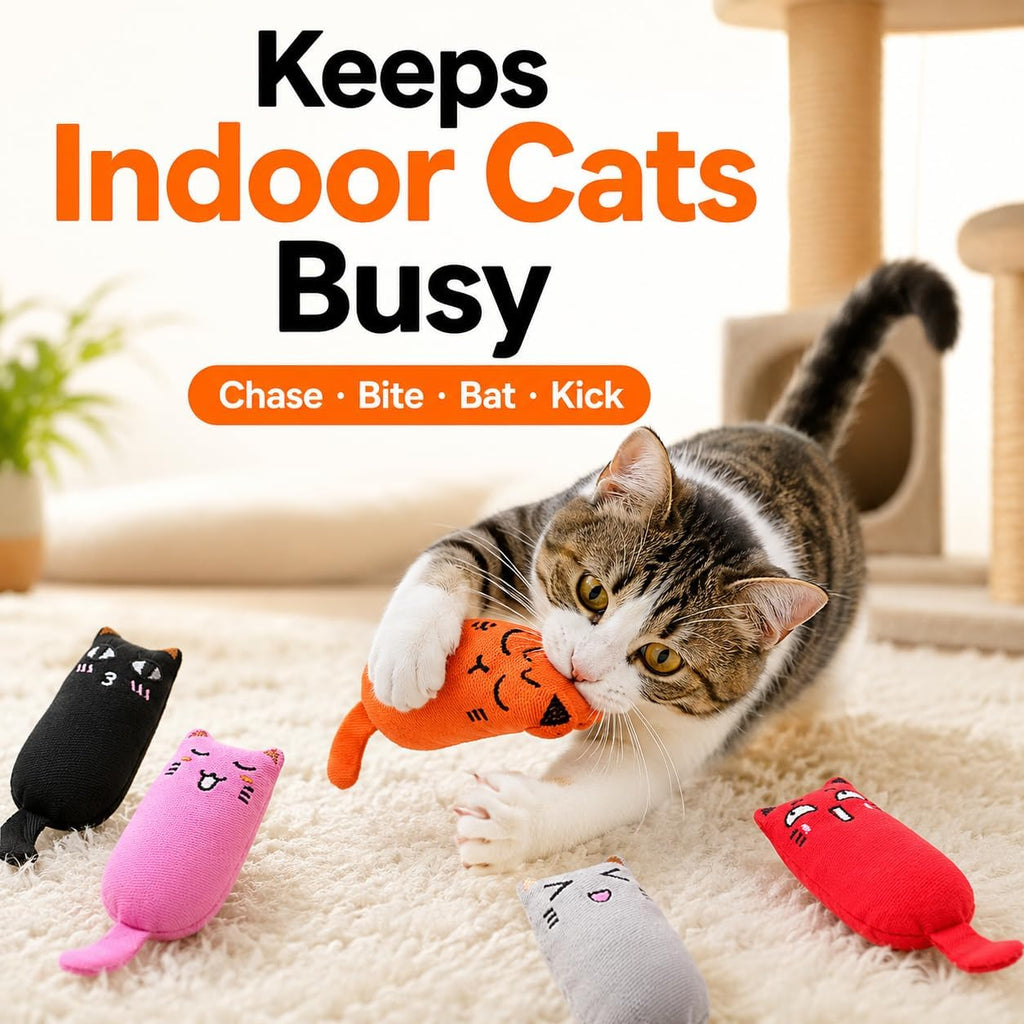 Legendog 5Pcs Bite Resistant Catnip Toy for Cats,Catnip Filled Cartoon Mice Cat Teething Chew Toy