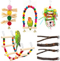 8 Pcs Natural Wood Bird Perch Set for Parakeets & Budgies