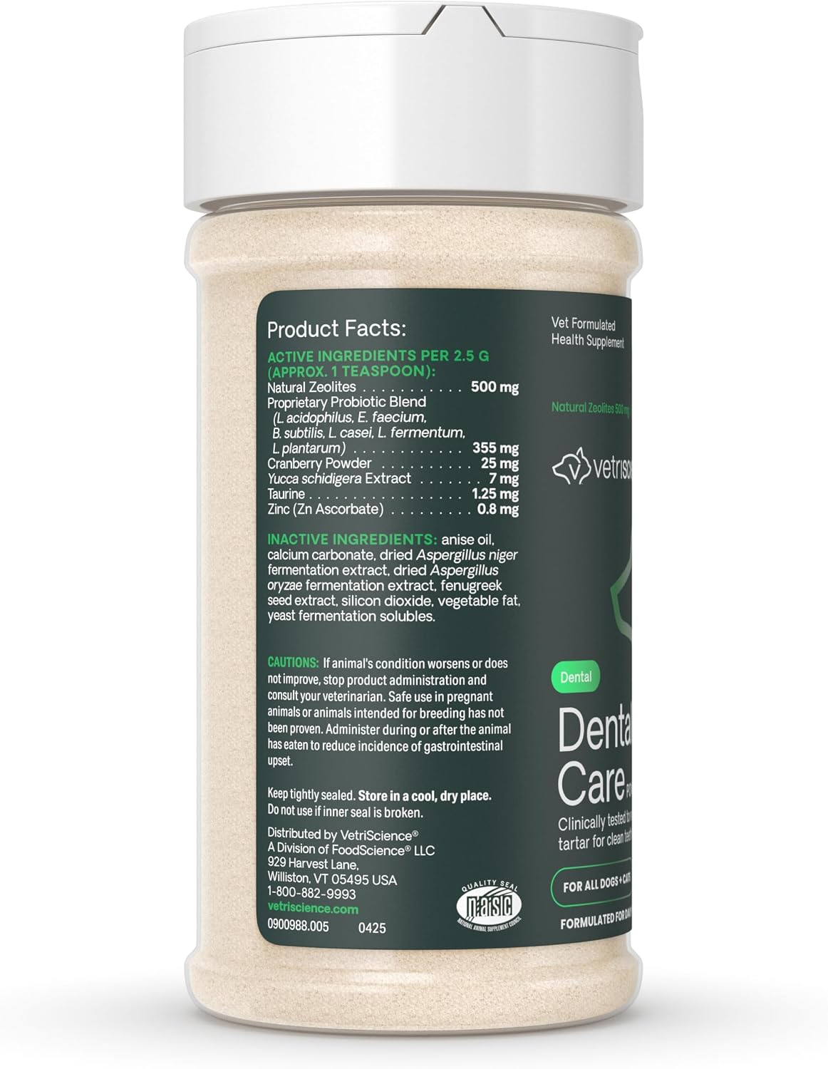VetriScience Dental Care Powder for Dogs and Cats, 4.2 oz | Helps Reduce Plaque & Tartar Buildup, Clean Teeth & Fresher Breath, Clinically Tested, Vet-Formulated Oral Supplement
