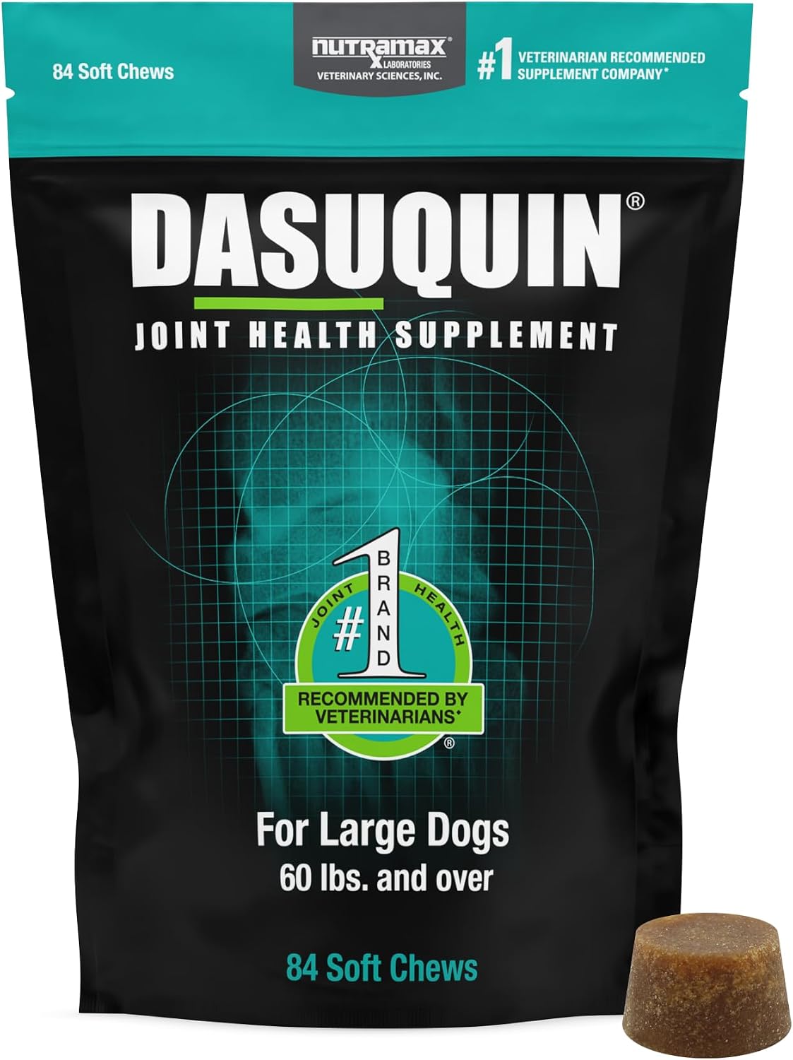 Nutramax Dasuquin Joint Supplement for Large Dogs, Soft Chews, 84ct | Glucosamine and Chondroitin Soft Chews for Large Dogs, with ASU, Supports Healthy Joints, For Dogs Over 60 lbs, All Ages