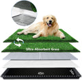 HQ4US Dog Grass Pad with Tray, Odor Free Grass Pee Pad for Dog Litter Box | Large Dog Potty Tray with Grate, Artificial Grass Fast Drainage, Hemmed Edge, Realistic, Fake Grass for Indoor Balcony
