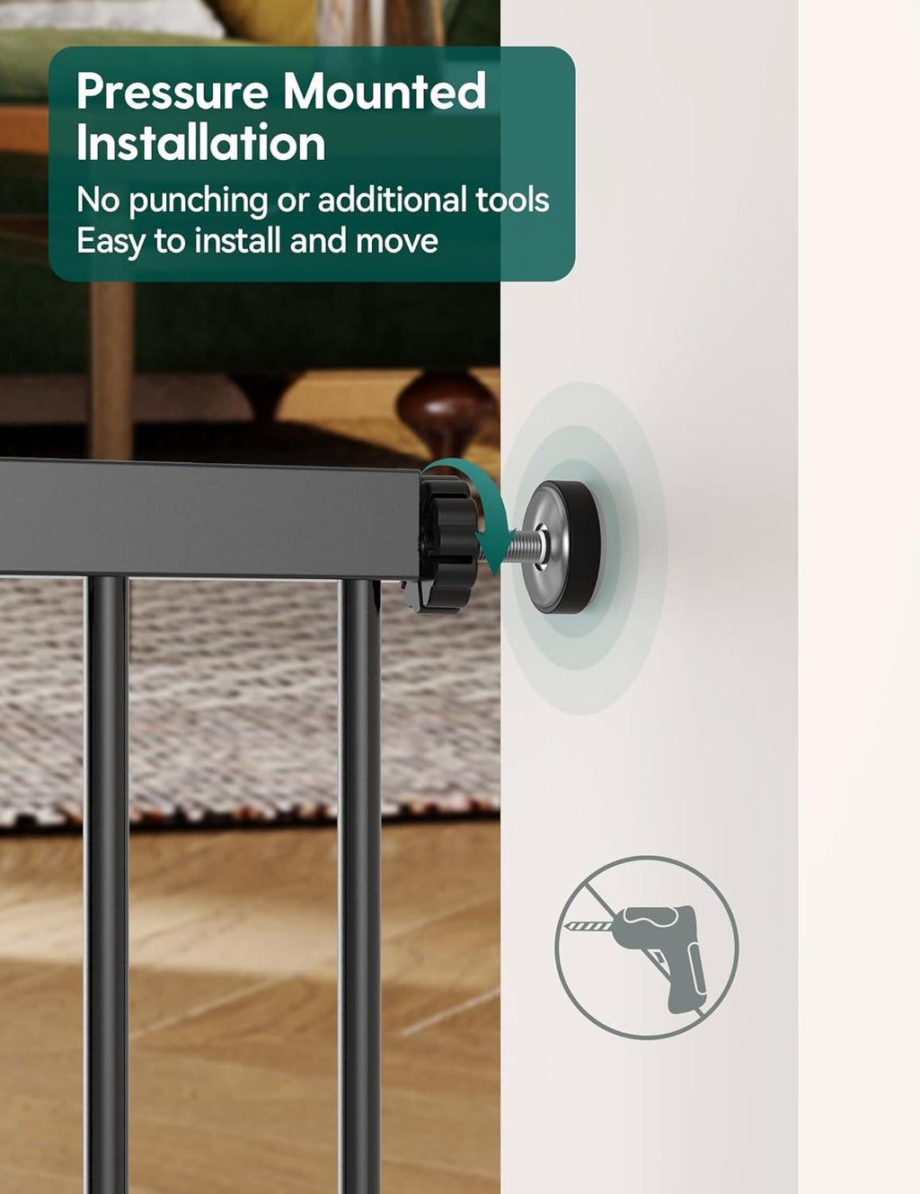 Babelio Baby Gate with Adjustable Cat Door, CatPrivilege III, 29-43"