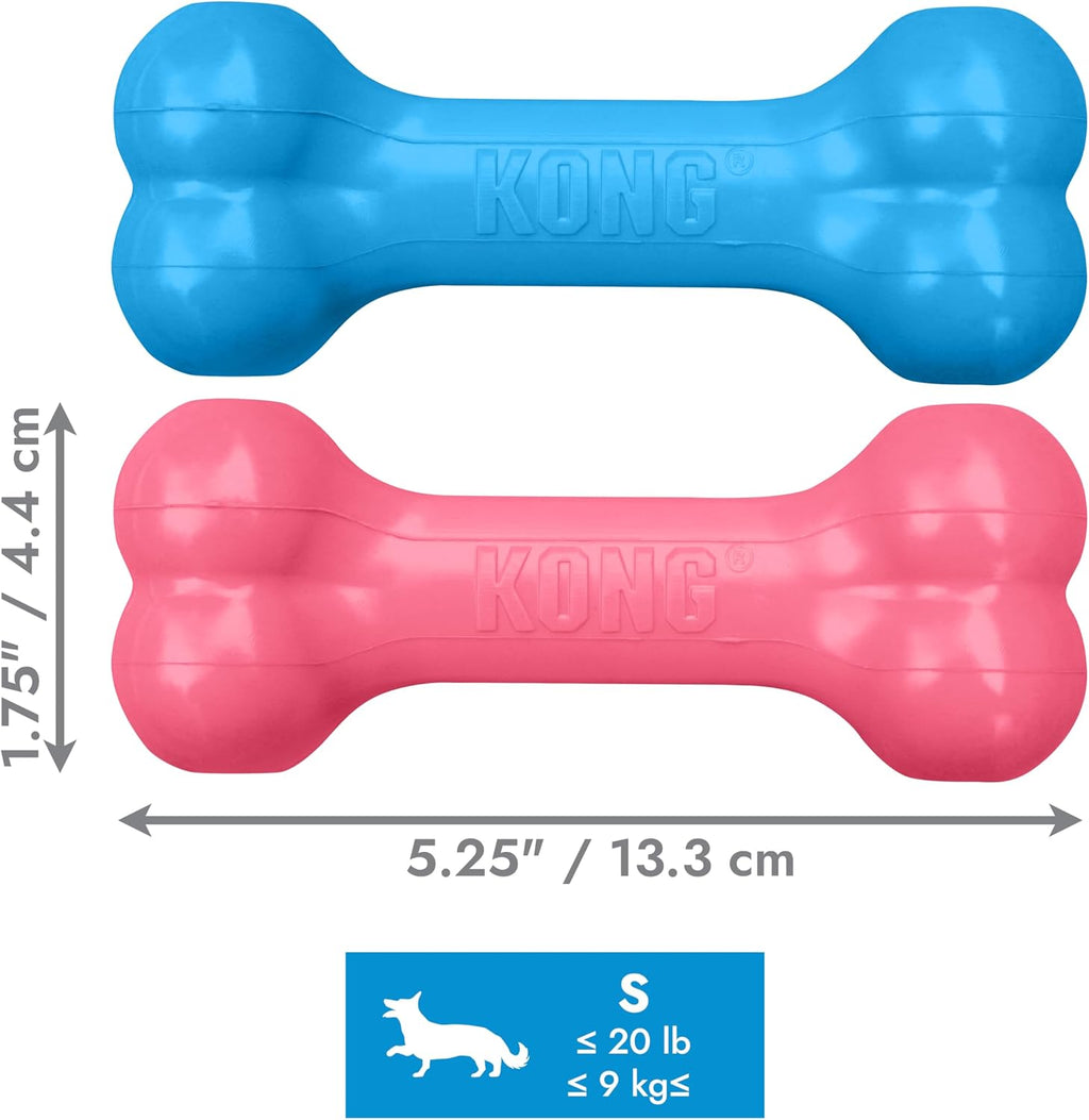 KONG Puppy Goodie Bone, Natural Rubber Chew, for Small Puppies, Blue | Stuffable Teething Toy Made from KONG Soft Natural Rubber, Soothes Sore Gums & Keeps Teething Puppies Busy