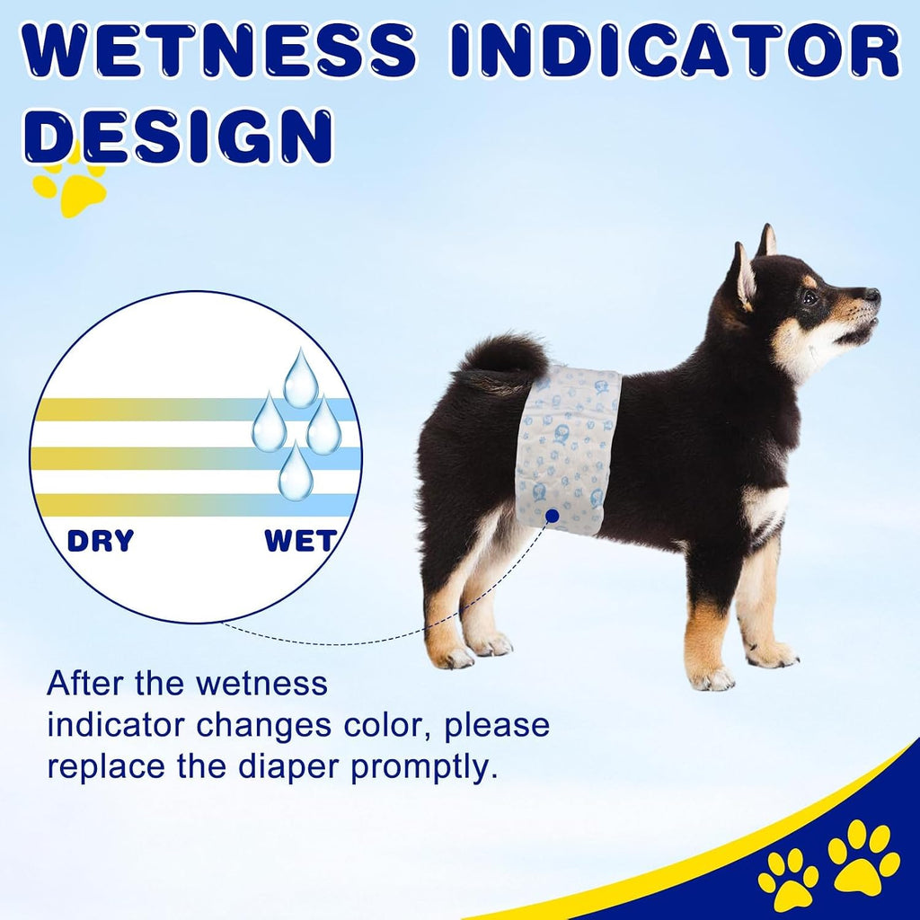 XPCARE 50 Count Disposable Dog Diapers Male with Wetness Indicator(X-Small) | Dog Belly Band Belly Bands for Male Dogs Male Dog Wraps,Super Absorbent Leak-Proof Fit for Incontinence Marking