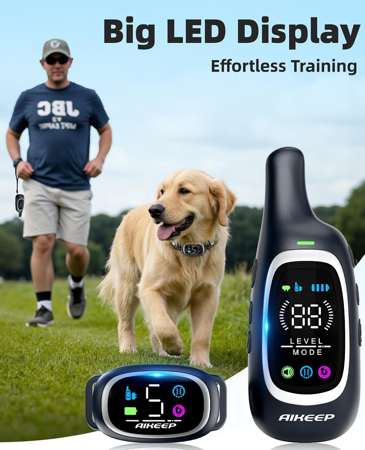 2-in-1 Dog Shock Collar and Bark Collar for Dogs – 3300FT Dog Training Collar with Remote, IP67 Waterproof e Collar with Anti-Bark/Beep/Vibration/Shock Modes for Small Medium Large Dog(8-120Lbs)