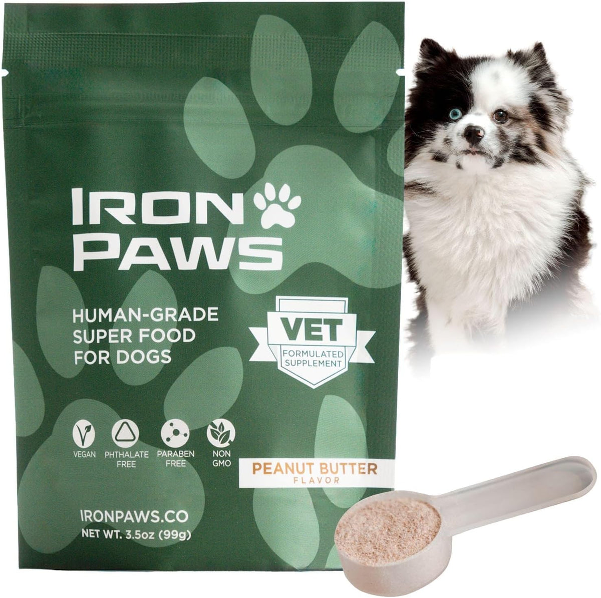 Human-Grade Superfood For Dogs, Premium Greens Powder Supplement For Dental Health, Longevity, Hip & Joint, Gut Health, Allergies, Immune Support, Skin & Coat - 3.5 oz Nutrient Dense Formula