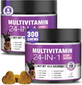 24-in-1 Dog Vitamins and Supplements 200 Ct Dogs Multivitamin Chewable Contain Chondroitin Probiotics Omega-3 Glucosamine for Dogs Skin Coat Heart Joint Gut Liver Brain Immune Support - Peanut Butter