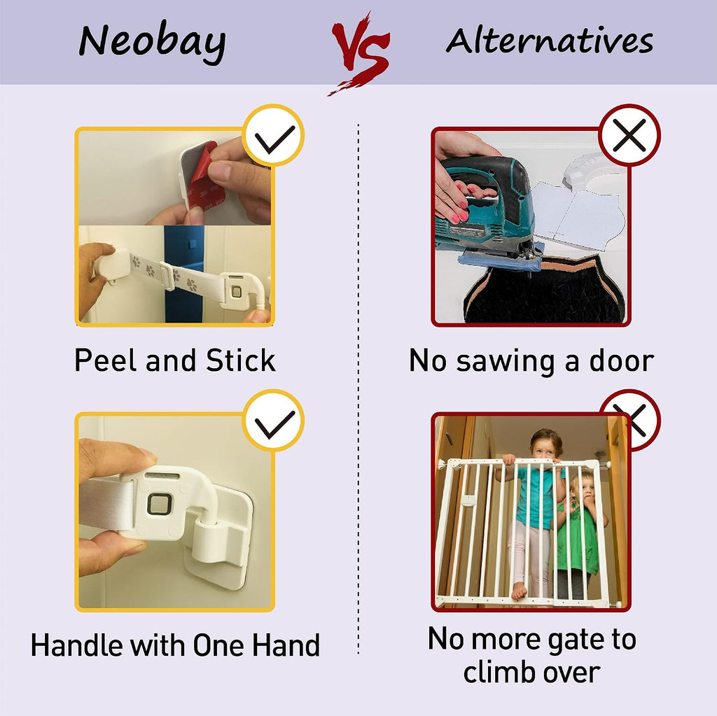 Neobay Adjustable Door Strap and Latch, Keeps Dogs Out of Litter Box