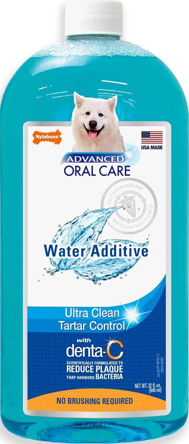 Nylabone Advanced Oral Care Pet Dental Water Additive, Liquid Tartar Remover & Breath Freshener for Dogs, Dog Teeth-Cleaning, Original Flavor, 32 oz. | Liquid tartar remover, breath freshener, original flavor
