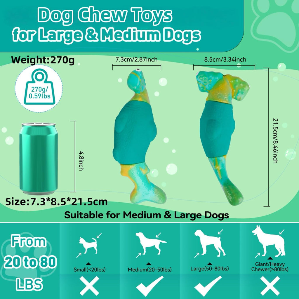 BIKIISEN Dog Toys for Aggressive Chewers, Squeaky Tough Chew Toys | Interactive Dog Chew Toys for Large Dogs, Dog Toys Keep Them Busy, Gift Toys for Medium/Large Breed (Green)