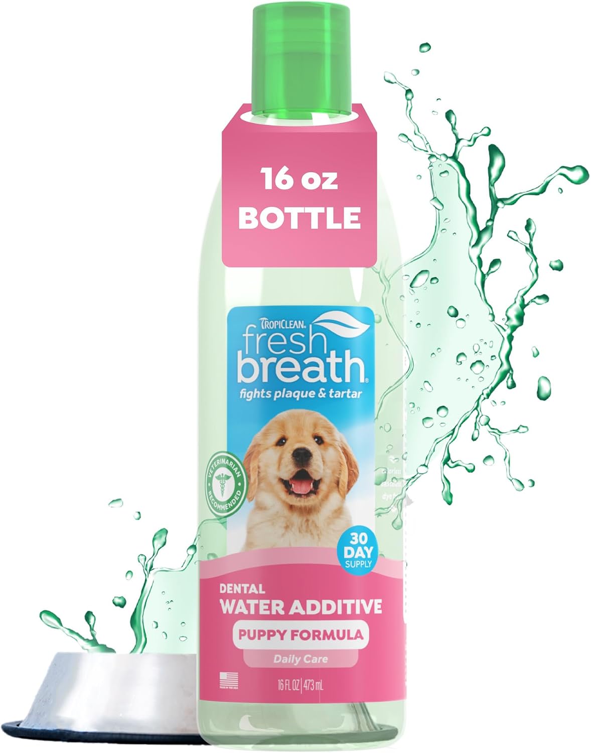 TropiClean Fresh Breath Dental Water Additive, Dog Breath Freshener, 33.8oz | Freshens Breath & Cleans Teeth | No Toothpaste or Toothbrush Required