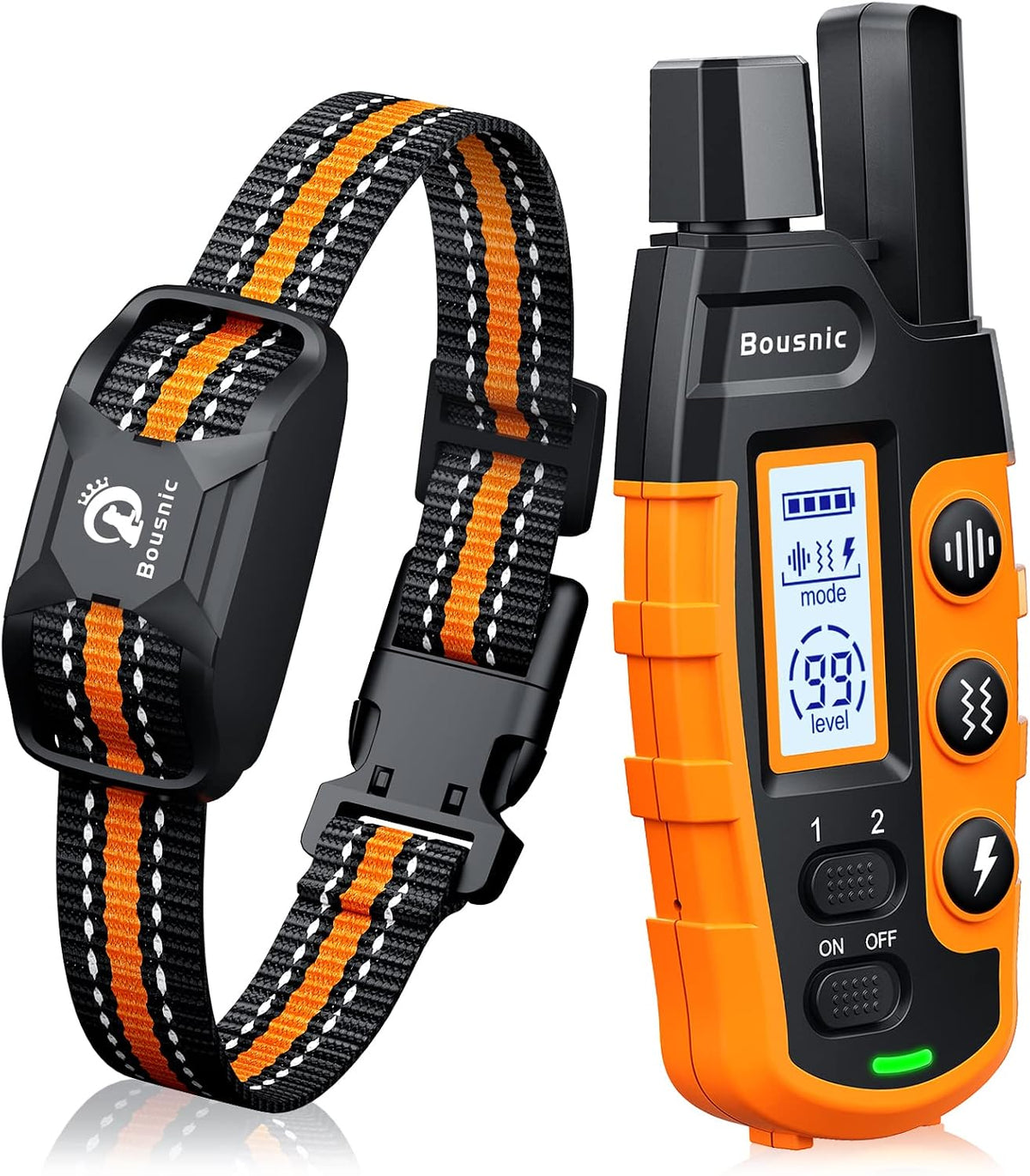 Bousnic Dog Shock Collar - 3300Ft Training Collar with Remote for 5-120lbs Small Medium Large Dogs Rechargeable Waterproof e Collar with Beep (1-8), Shake(1-16), Safe Shock(1-99) Modes (Black)