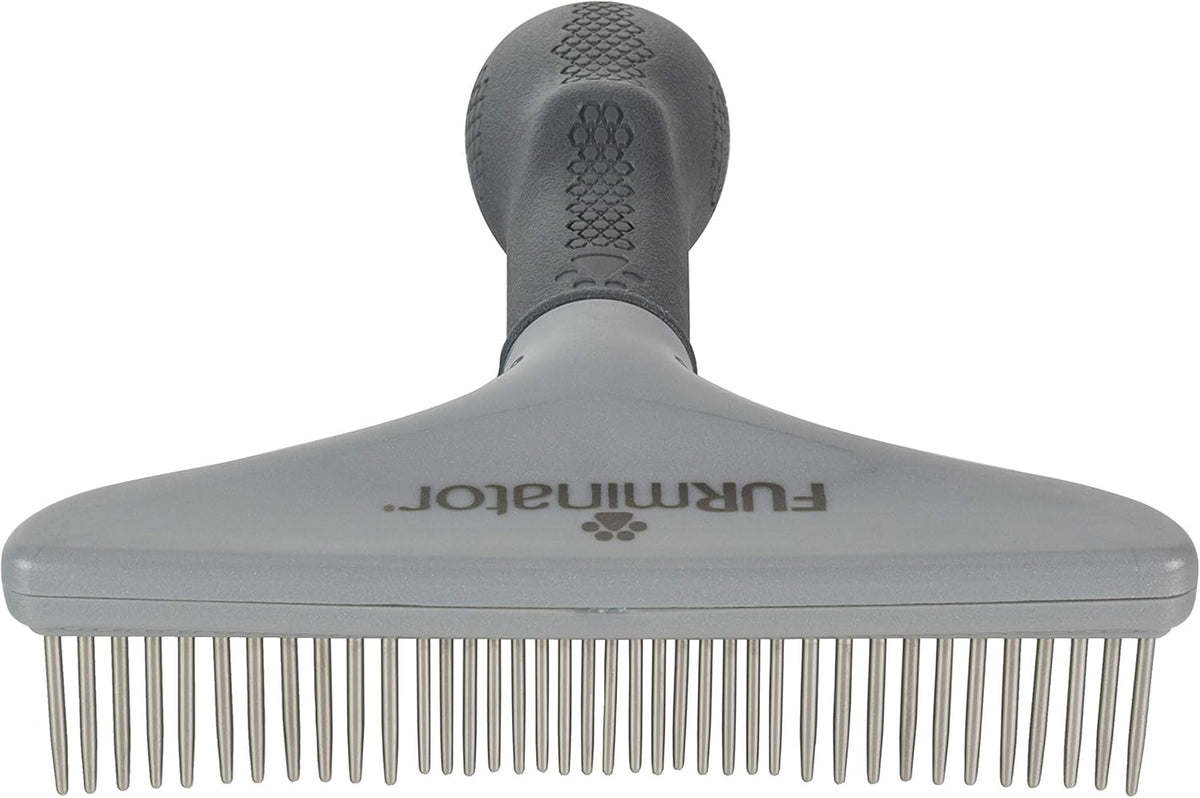 FURminator Dog/Cat Grooming Rake, Grooming Tool, Removes Loose Hair and Tangles, Gray