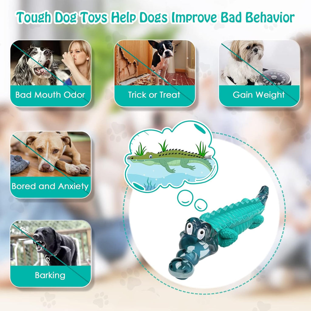 Jeefome Dog Toys for Aggressive Chewers: Tough,Indestructible Chew Toy | Teeth Cleaning Alligator Toy for Small Medium Large Breed,Long Lating Fun,Keep Them Busy