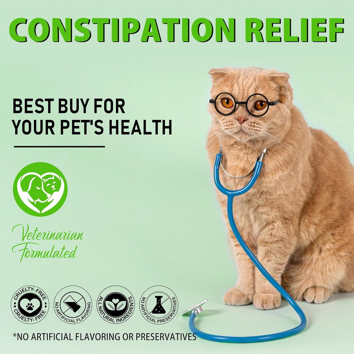 Cat Constipation Relief, Cat Laxative Constipation Relief, 100% Natural Laxative with 6 Probiotics Stool Softener, Promotes Digestive Health - 2 fl oz
