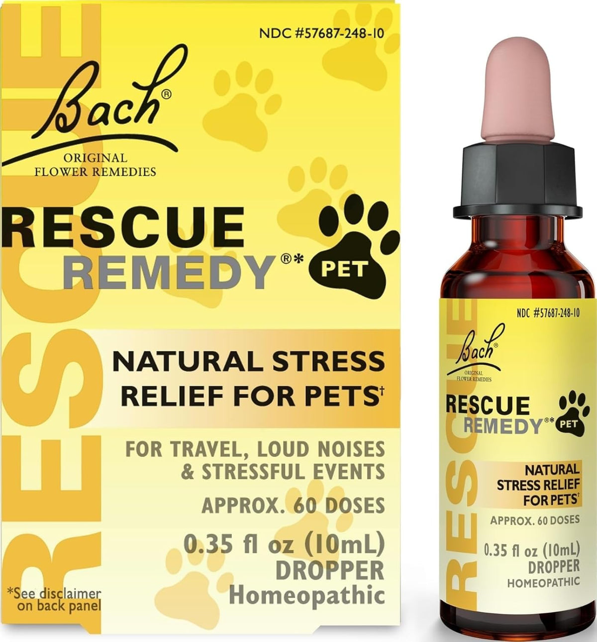 Rescue Remedy Pet Dropper - 20mL - Stress & Tension Support for Dogs & Cats with Bach Natural Flower Essences - Sedative-Free, Homeopathic Liquid Formula - For All Breeds, Ages & Weights