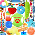 Aipper Dog Toys 25 Pack for Fun and Teeth Cleaning, Puppy Chew Toys Pack with Squeak Plush Toy,Squeaky Toy Balls,Tug of War and Rope Toys for Puppy to Small Dogs
