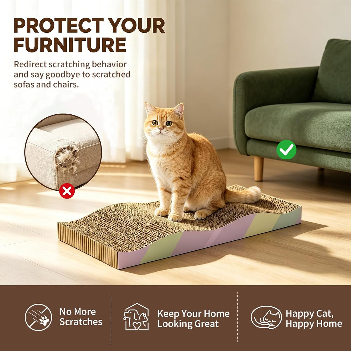 Cat Scratching Board 2-Pack, Reversible Cat Scratcher Pad, Large