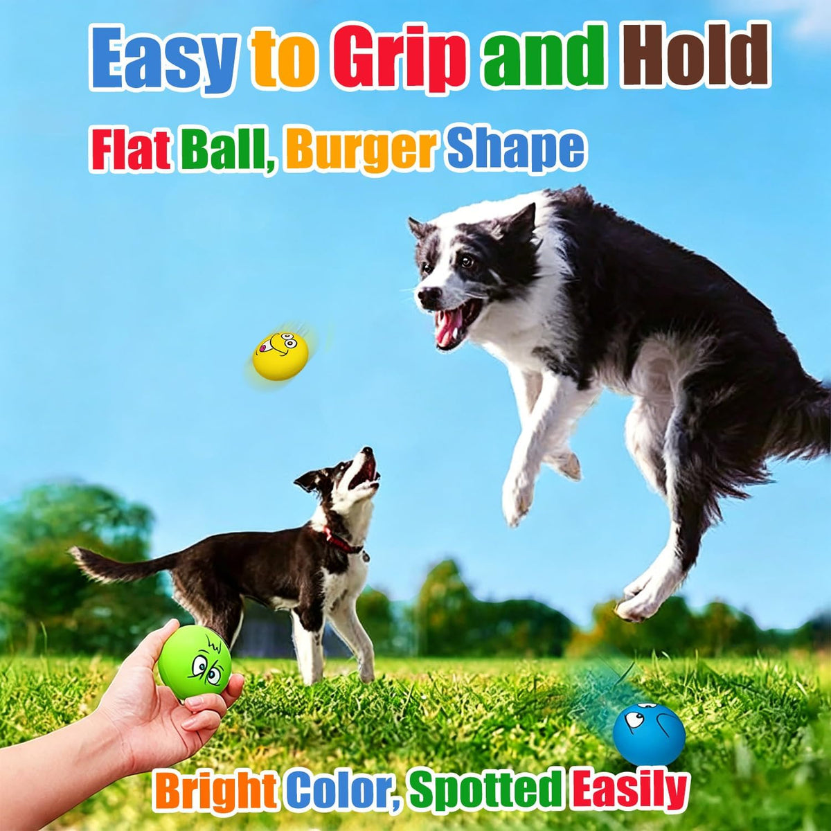 HOLYSTEED Latex Squeaky Dog Toys for Small Dogs, Mini Breed, 2.2" Flat Ball | 2.2"x2.2"x1.3" Flat Squeaky Balls 6pcs, Soft Small Dog Toys Chewing Squeak Toy, Smile Face Fetch Puppy Pet Toy with Squeaker