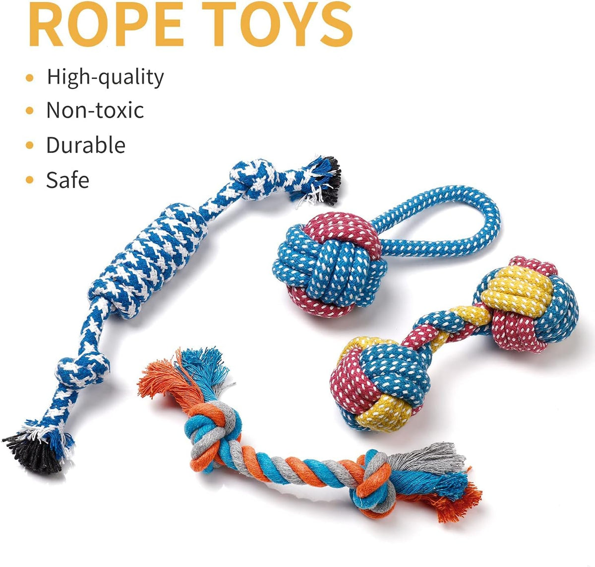 Toozey 7 Pack Small Dog Toys, Puppy Teething Toys, Durable Ropes Chew Toys, Cute Calf Squeaky Dog Toys, Non-Toxic and Safe