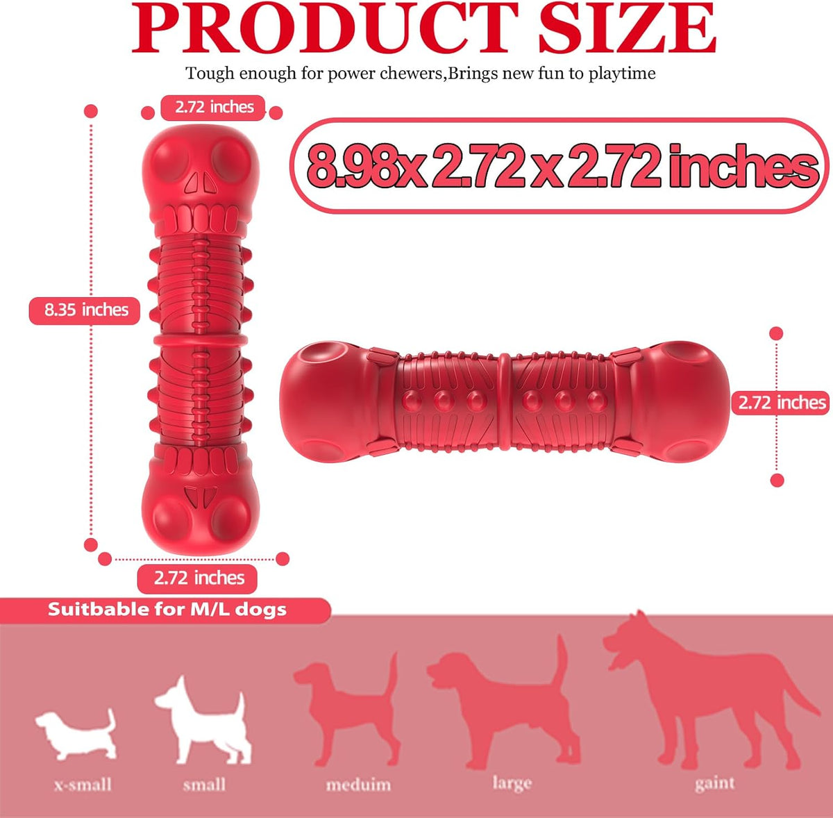 ZIKATON Dog Squeaky Toys for Aggressive Chewers, Durable Chew Toys for Large Medium Breed Dog, Dog Toys, Tough Durable Dogs Toys with Natural Rubber