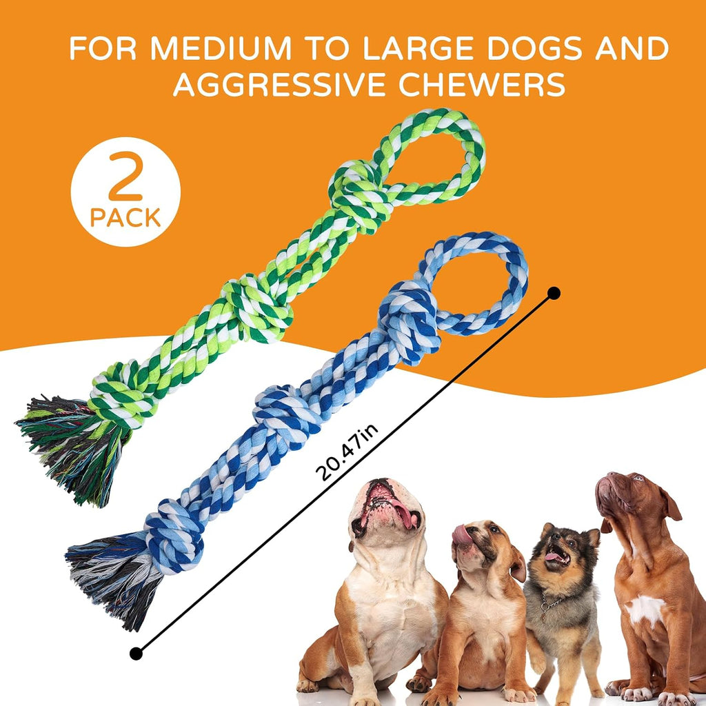 TLAZZ 2 Pack Chew Toys, for Aggressive Chewers | Dog Rope Toys, for Medium Large Breed, Teeth Cleaning Chew Toys Tug Toy, for Dog Boredom
