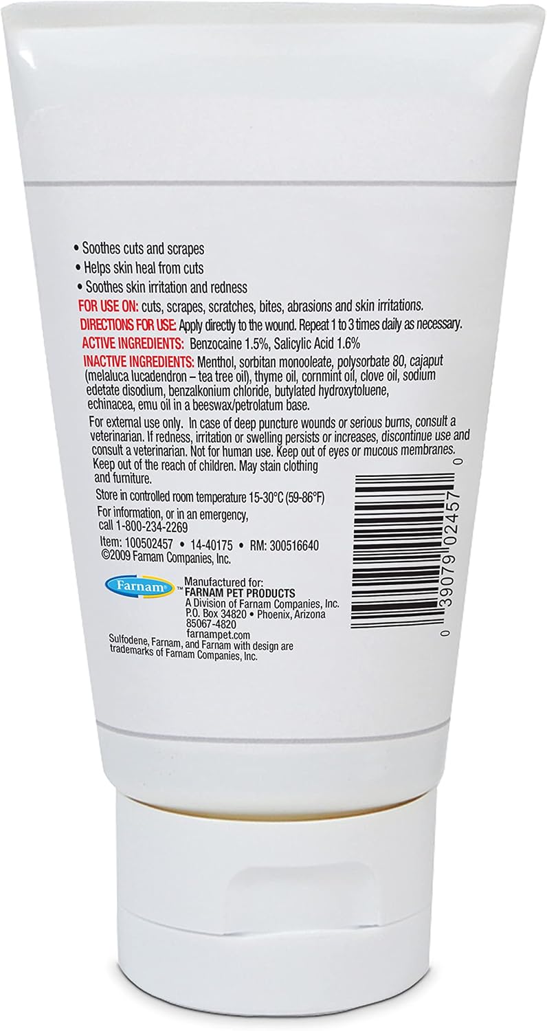 Sulfodene Wound Care 3-Way Ointment for Dogs & Puppies, Soothes Cuts, Scrapes, Skin Irritation, and Redness, First Aid Relief that Supports Skin Healing and Comfort, 2 oz | Vet Recommended dog first aid for cuts, scrapes, bites; helps skin heal