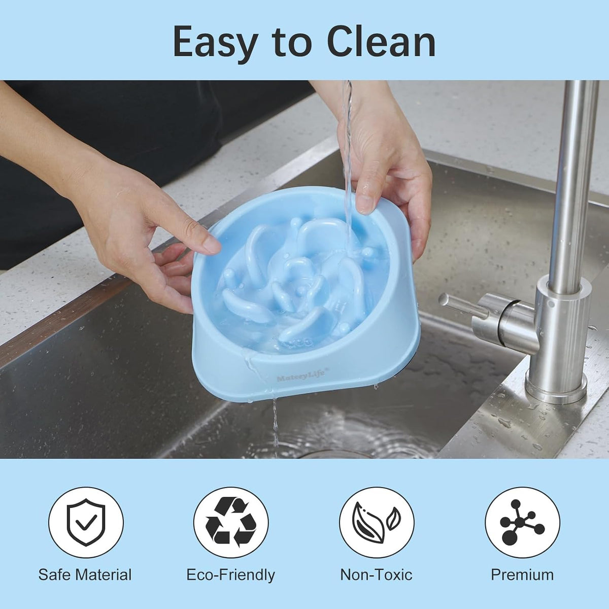 MateeyLife 2-Pack Slow Feeder Dog Bowls, 2 Cups, Dog Puzzle Feeder Bowl | Food-contact safe, dishwasher safe, non-slip base, maze design, for fast eaters, for dogs and cats, daily mealtimes