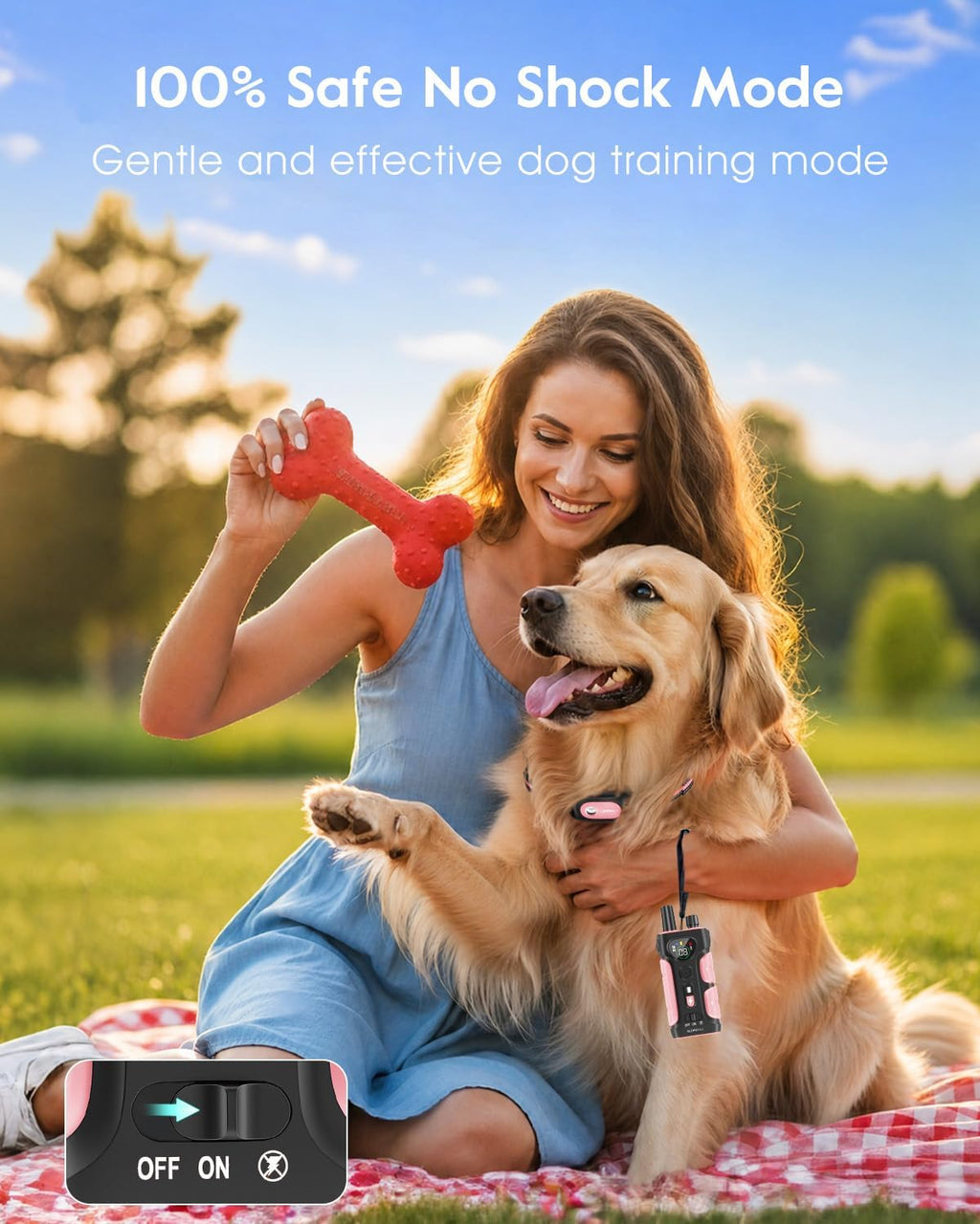 SLOPEHILL Dog Shock Collar,4200FT Dog Training Collar with Remote,Pink | IP68 Waterproof e Collar with Beep,Vibration,Safe Shock,Light,No Shock Mode,Shock Collar for Small Medium Large Dog 8-140lbs