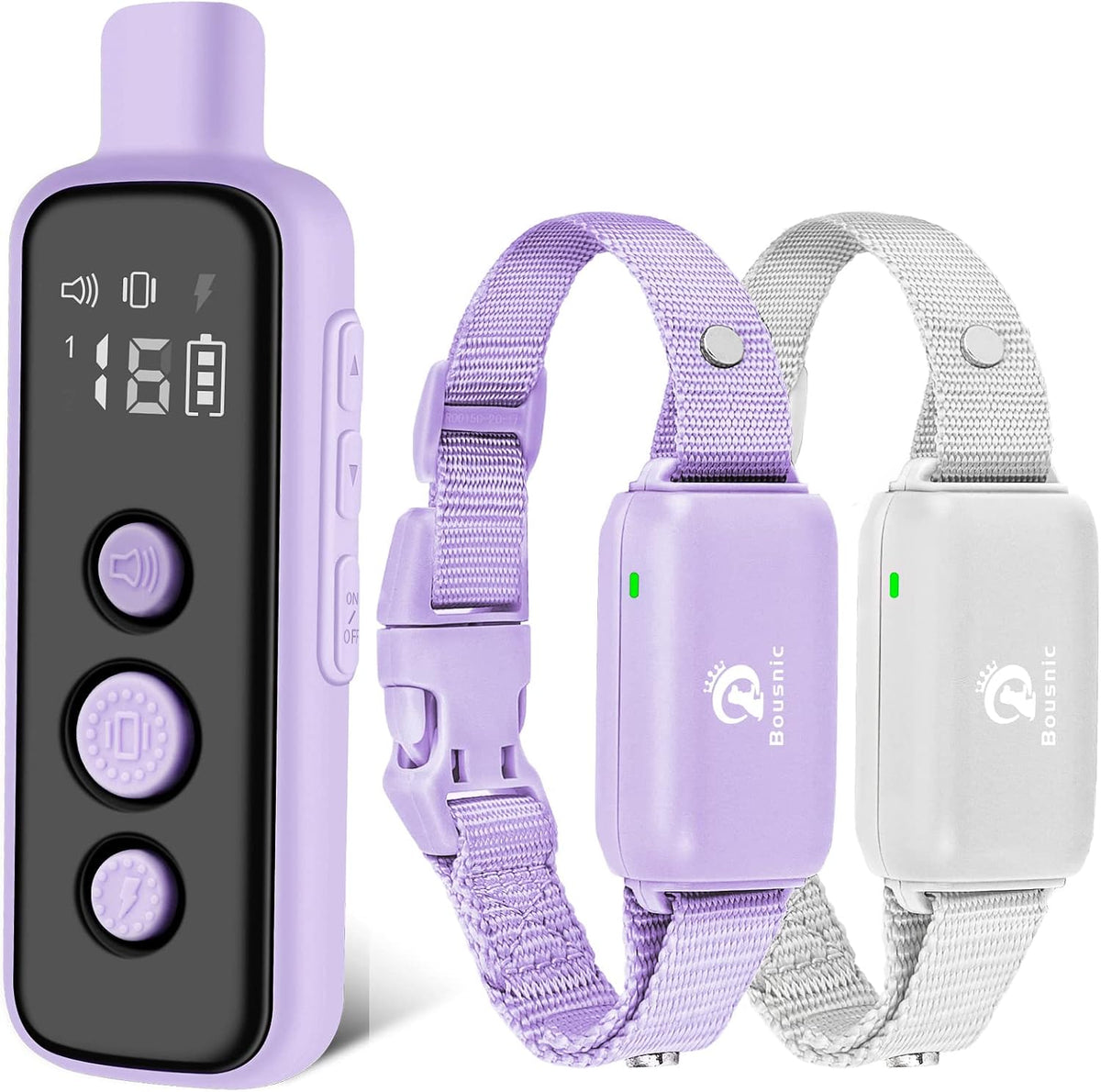 Bousnic Dog Shock Collar for 2 Dogs - (8-120lbs) Waterproof Rechargeable Electric Dog Training Collar with Remote for Small Medium Large Dogs with Beep Vibration Safe Shock Modes(Grey)