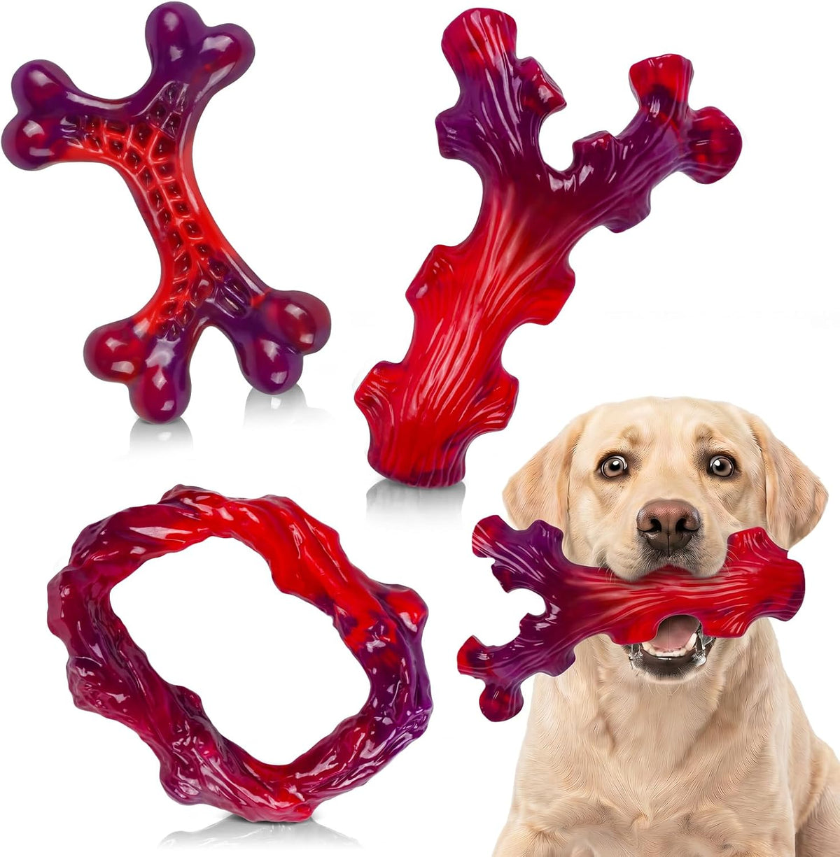 Frienhund Tough Dog Toys for Aggressive Chewers 3 Pack, Indestructible Dog Toys for Large Dogs, Dog Chew Toys, Aggressive Chew Toys to Keep Them Busy, Dog Toy for 30-75lbs Medium/Large Breeds
