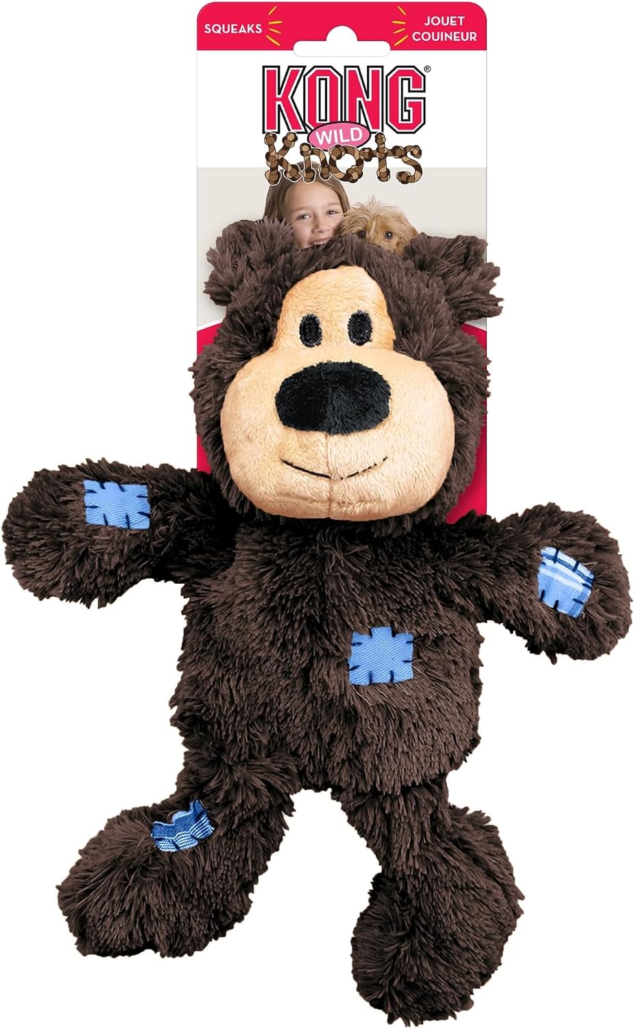 Kong Wild Knots Bear, Knotted Rope Plush Toy, for Medium/Large Dogs | Soft Plush Bear with Internal Knotted Ropes & Minimal Stuffing for Less Mess During Play, Color May Vary