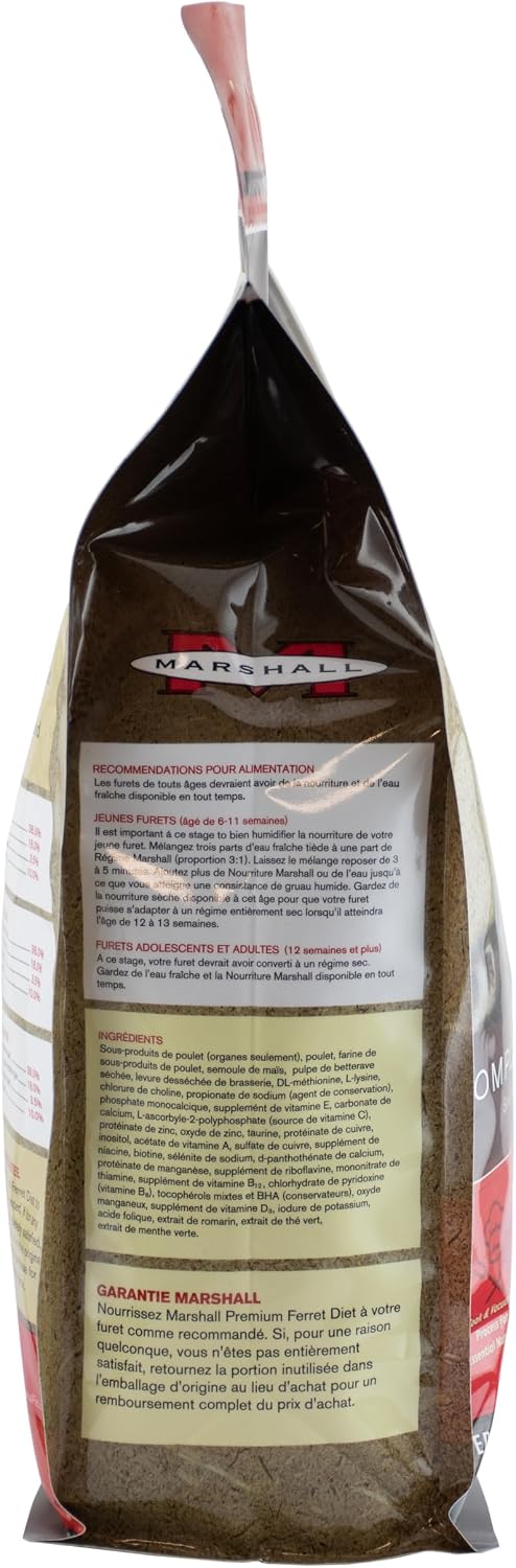 Marshall Pet Products Premium Ferret Diet, 4 lbs Pellet Bag, Complete Nutrition Formula - Single Food Bag
