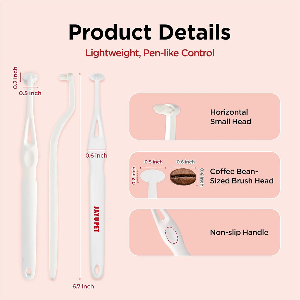 JAYU PET Dental Care Brush with Soft Bristles 1ea | Dog Toothbrush, Cat Toothbrush, For Kitten and Small Dogs, Removes Old Plaque and Tartar, Easy Cleaning