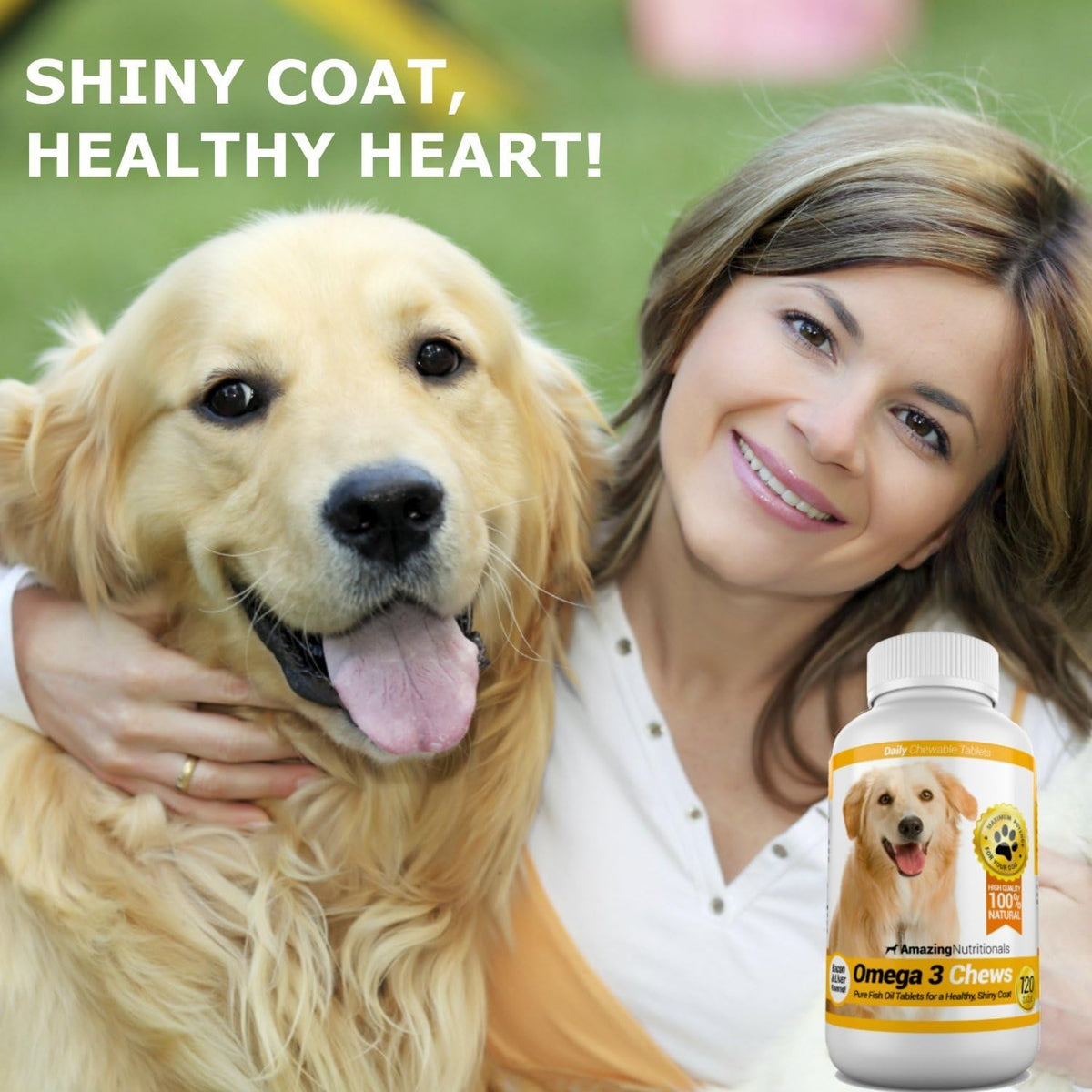 Amazing Omega 3 for Dogs - Fish Oil for Dogs Supplement 120 Bacon Chews - Itchy Skin, Dry Skin, Shedding & Coat Support - Omega Fatty Acids EPA DHA - Made in USA
