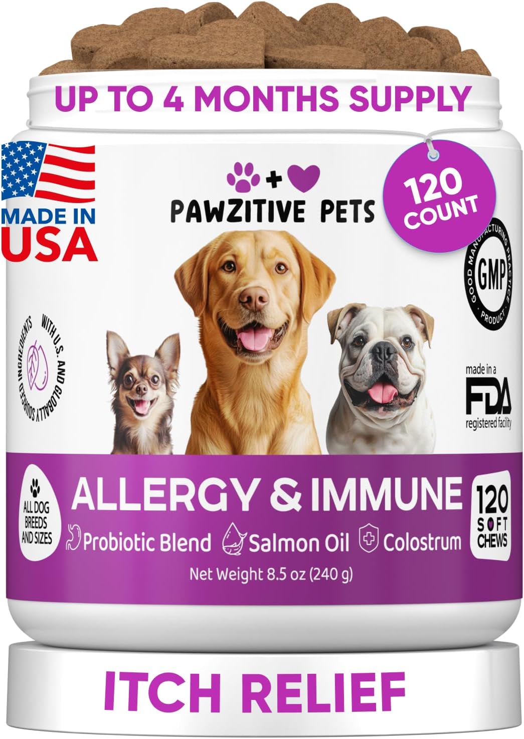 Hemp Calming Chews for Dogs - Dog Calming Chews for Anxiety Relief, Stress, Separation, Fireworks, Thunder, Travel, Vet Visits - USA Product - 120 Soft Treats with Melatonin, Chamomile, Passion Flower