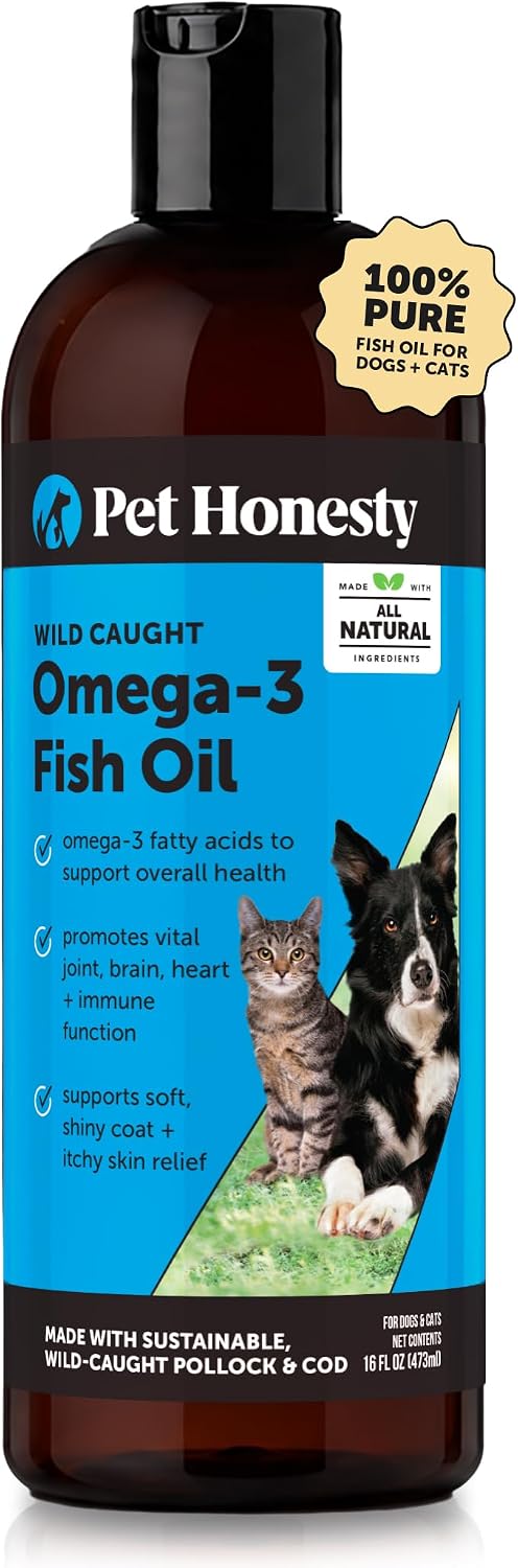 Wild Alaskan Salmon Oil for Dogs + Cats - 100% Pure Natural Omega 3 Fish Oil Supplement for Pet Skin, Coat Health, Allergy Itch Relief, EPA DHA Fatty Acids for Dog Joint Support, Heart Wellness (8 oz)