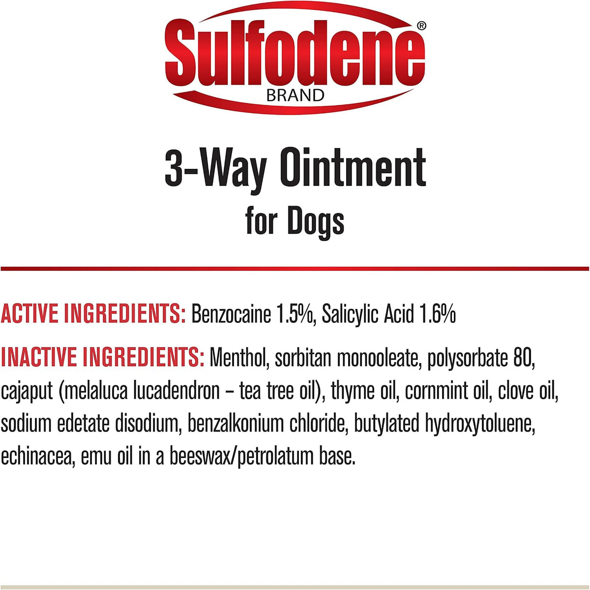 Sulfodene Wound Care 3-Way Ointment for Dogs & Puppies, Soothes Cuts, Scrapes, Skin Irritation, and Redness, First Aid Relief that Supports Skin Healing and Comfort, 2 oz | Vet Recommended dog first aid for cuts, scrapes, bites; helps skin heal