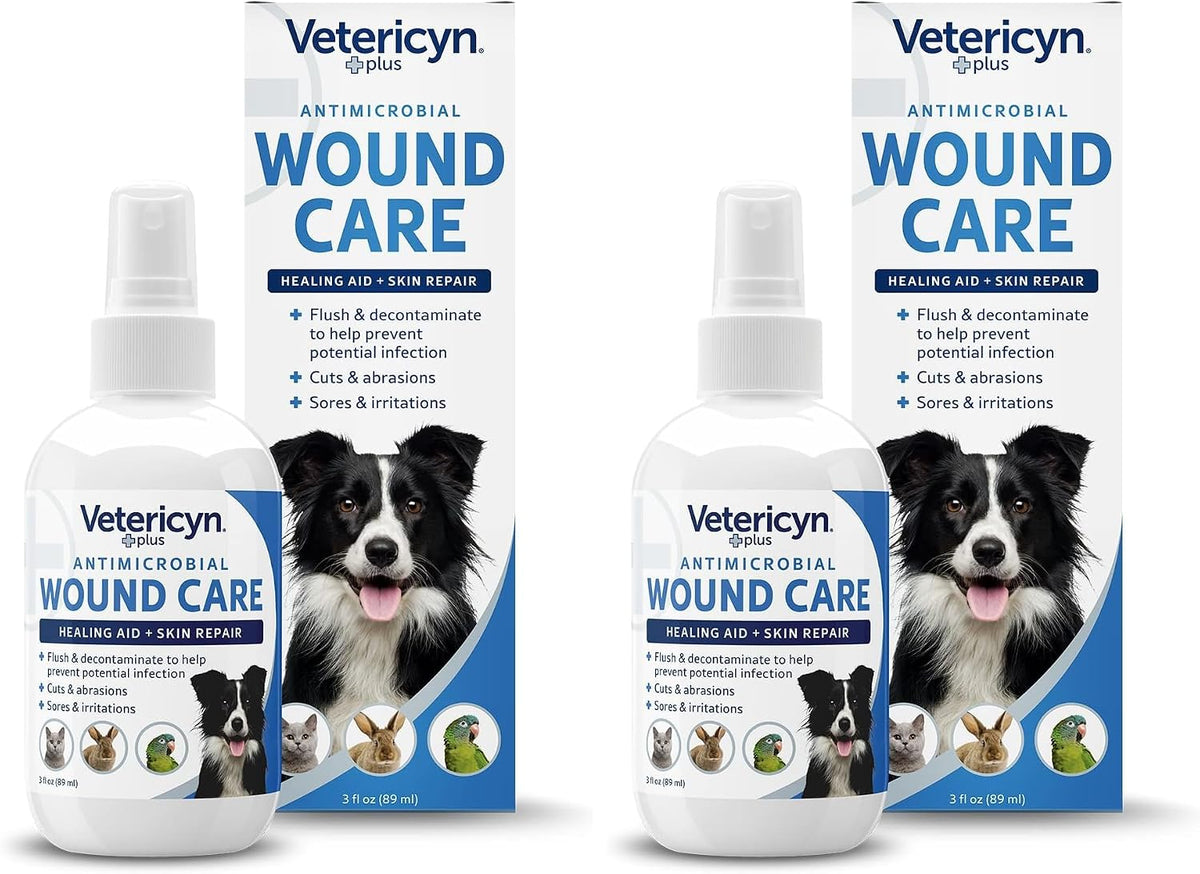 Vetericyn Plus Dog Wound Care Spray | Healing Aid and Skin Repair, Clean Wounds, Relieve Dog Skin Allergies, Safe for All Animals. 3 ounces