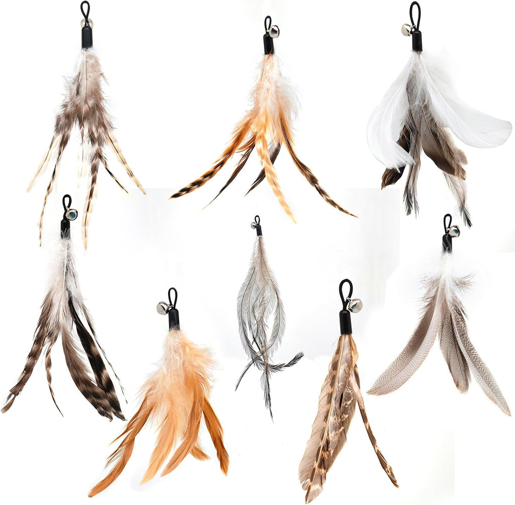 miwoowim 2PCS Retractable Cat Teaser Wands & 9PCS Feather Refills Toy Set