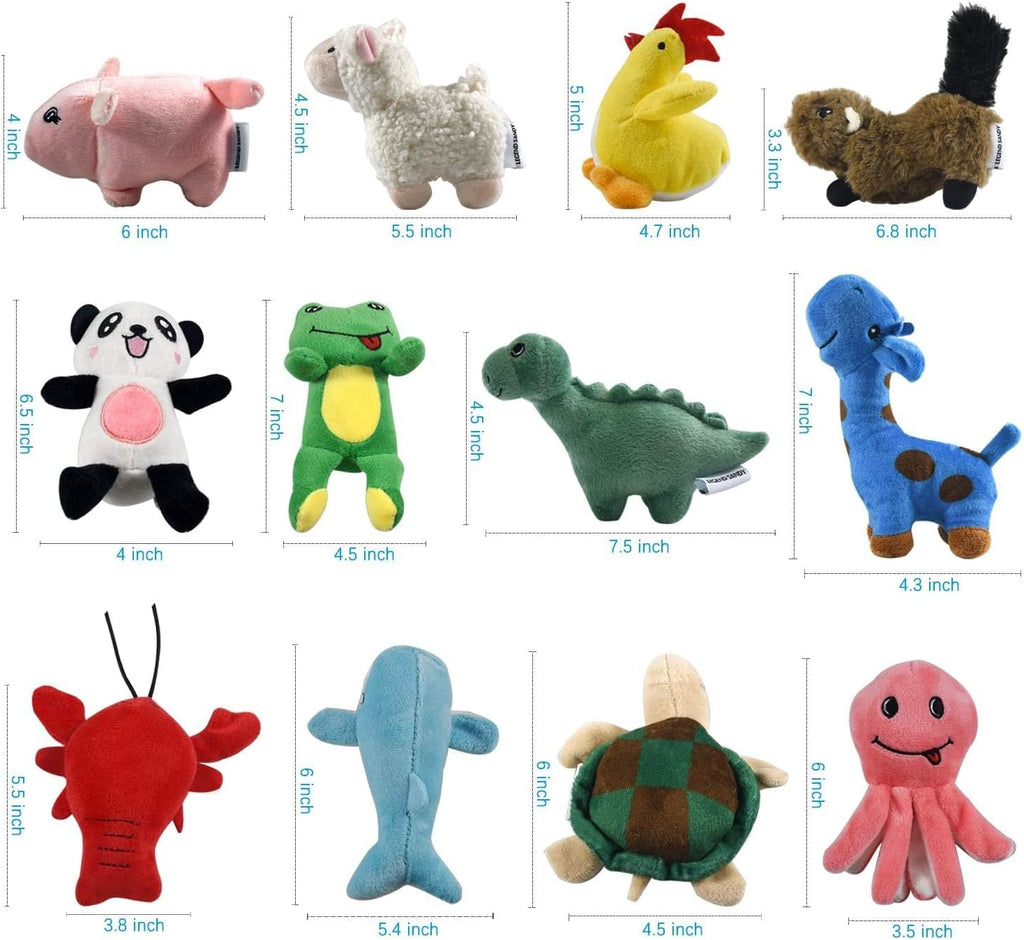 LEGEND SANDY Squeaky Plush Dog Toy Pack for Puppy, Small Puppy Chew Toys | 12 pcs Puppy Toys, Dog Toys Bulk with Squeakers, Cute Soft Pet Toy for Small Medium Size Dogs, Gift fot Pet