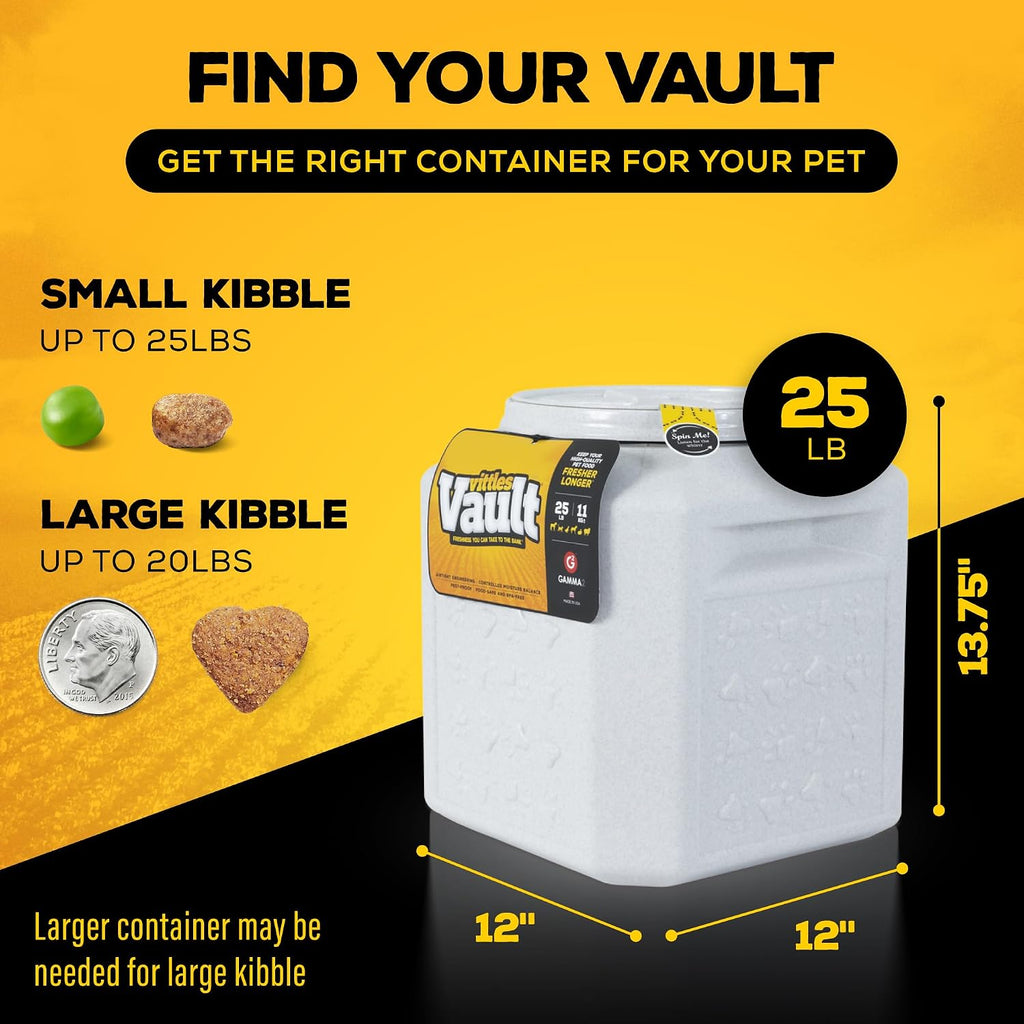 Gamma2 Vittles Vault Pet Food Storage Containers - Sealed Dog and Cat Food Storage Container, Fits up to 25lbs, Made in the USA - [12"L x 13.75"H] | Sealed, Made in USA