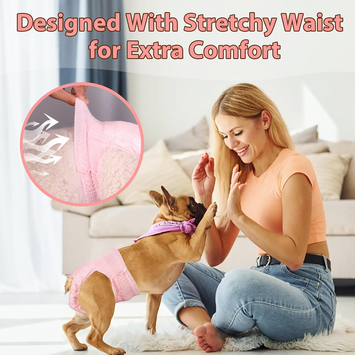 Ambreview Disposable Dog Diapers Female, Just Pull It Up, M 10 PCS | Doggie Diapers for Female Dogs • Strong Absorbency • Leak-Proof Protection • Ideal for Dogs in Heat, Senior & Disabled Dogs